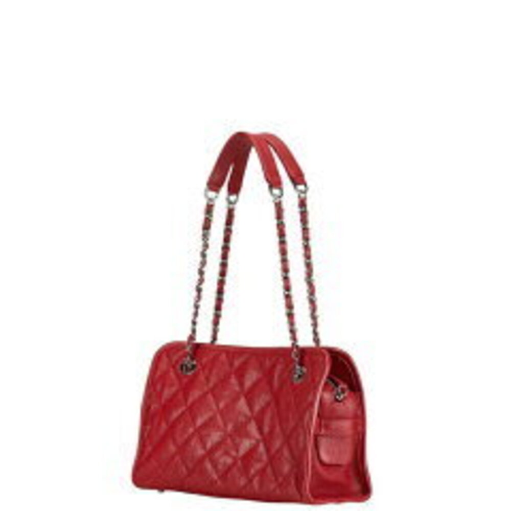 Chanel Chain Matelasse Coco Bag Caviar Mark Shoulder Red Leather